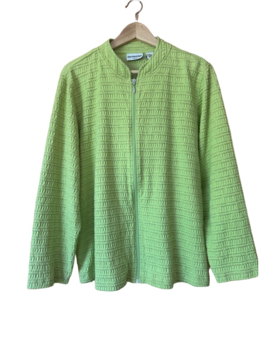 breckenridge Lime GreenTextured Zip-Front Jacket plus size 2X